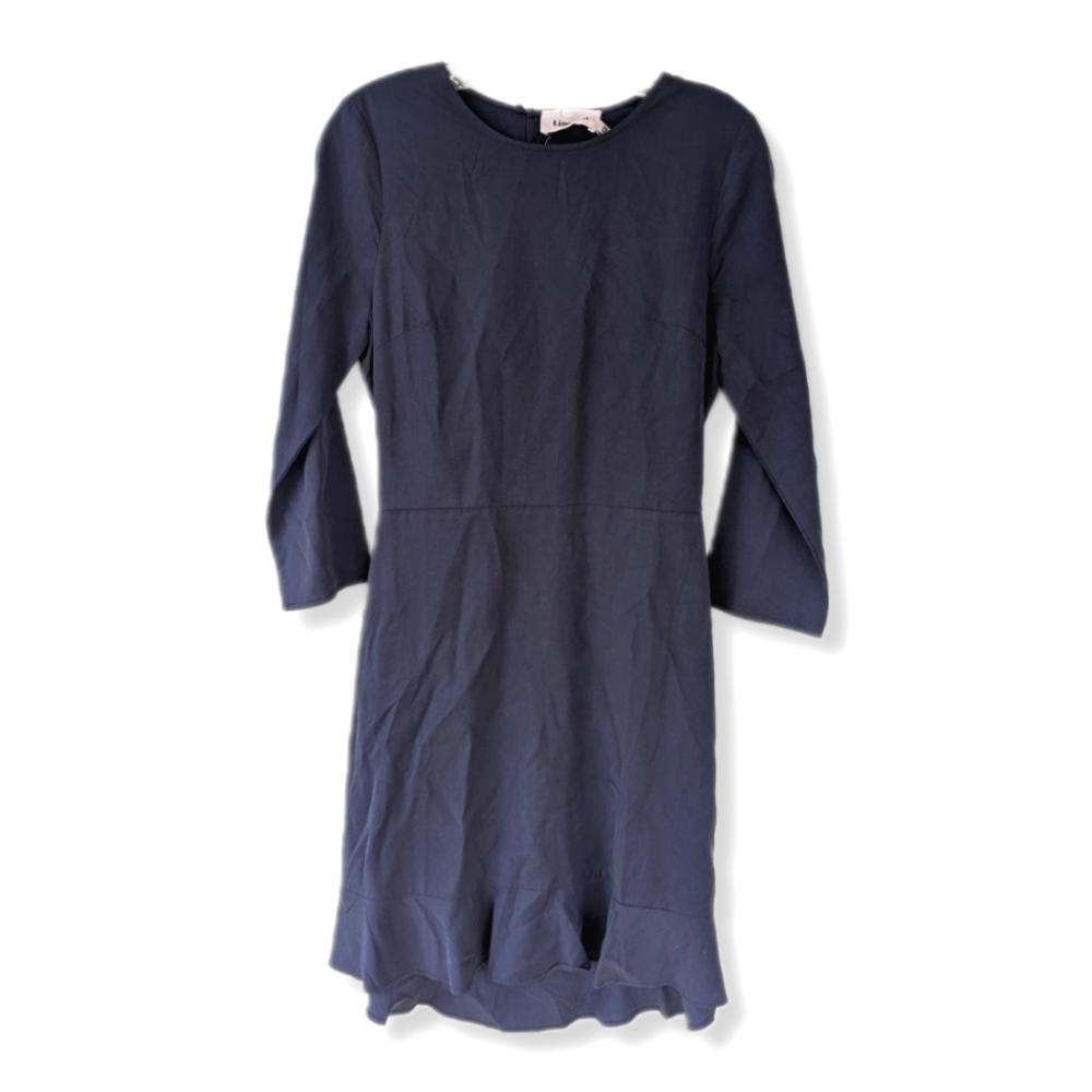 NWT Line & Dot Navy Blue Ruffle Open Back Dress